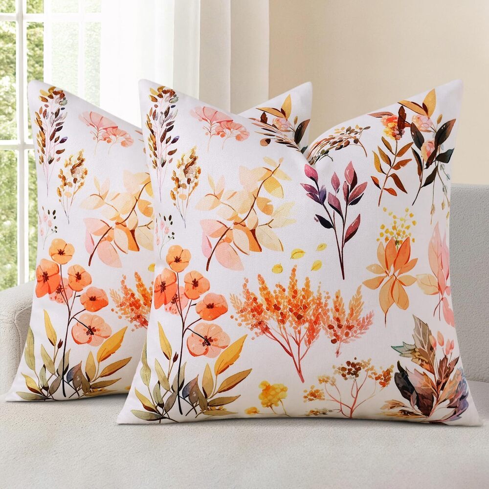8699 Fall Floral Throw Pillow Covers 20x20 Set of 2 Vintage Farmhouse